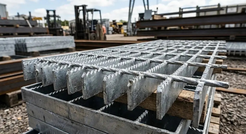 Serrated anti-skid MS grating